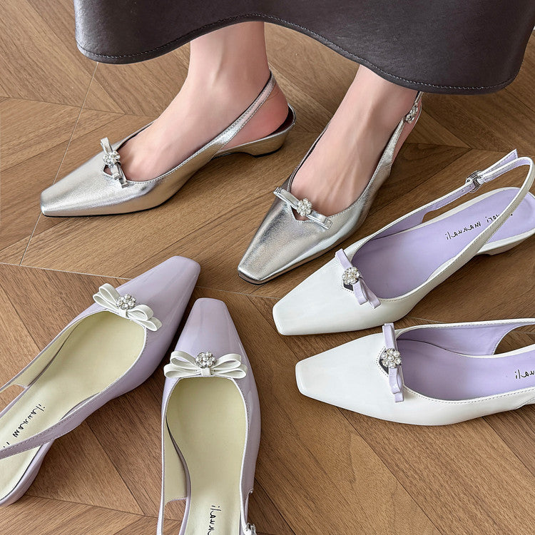 Karin Luna In Stock In Stock Sweet Bowknot Small Square Toe Chunky Heel Closed-toe Elegant Retro Sandals