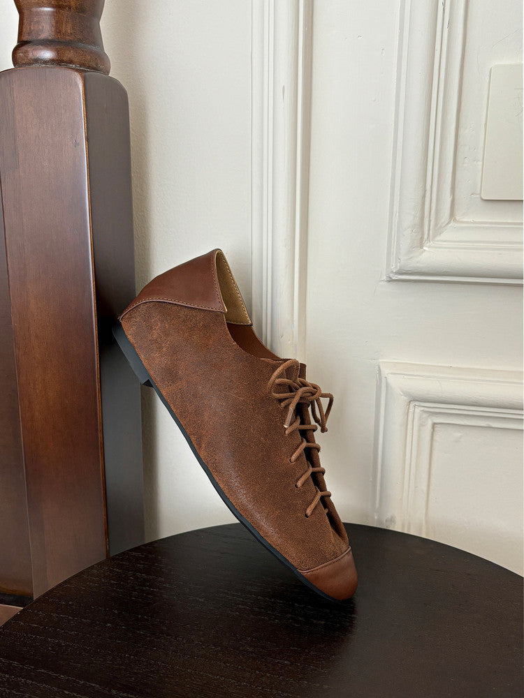Karin Luna In Stock In Stock   Xiaohongshu Hot-Selling Lace-Up Round-Toe Deep Mouth Single Shoes