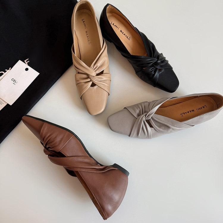 Karin Luna Cross Design Square Toe Hidden Wedge Shoes