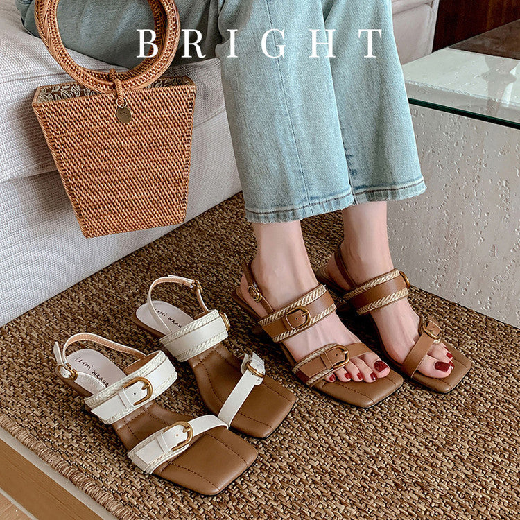 Karin Luna In Stock Spot Goods Vacation style Sofa Cushion Square Toe Irregular Heel Open-Toe Sandals