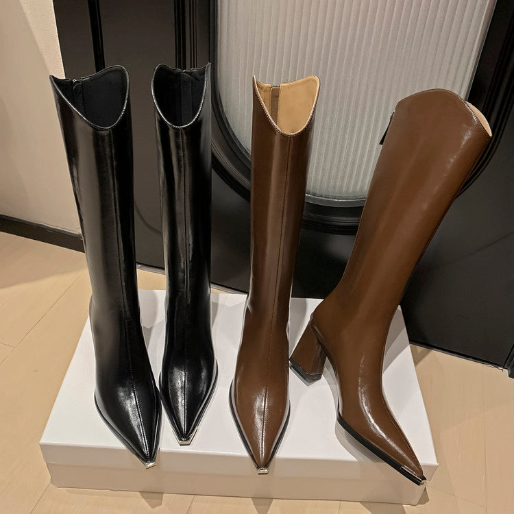 Karin Luna In Stock In-stock Pointed Toe Elegant High Heels v Slimming Effect Long Boots