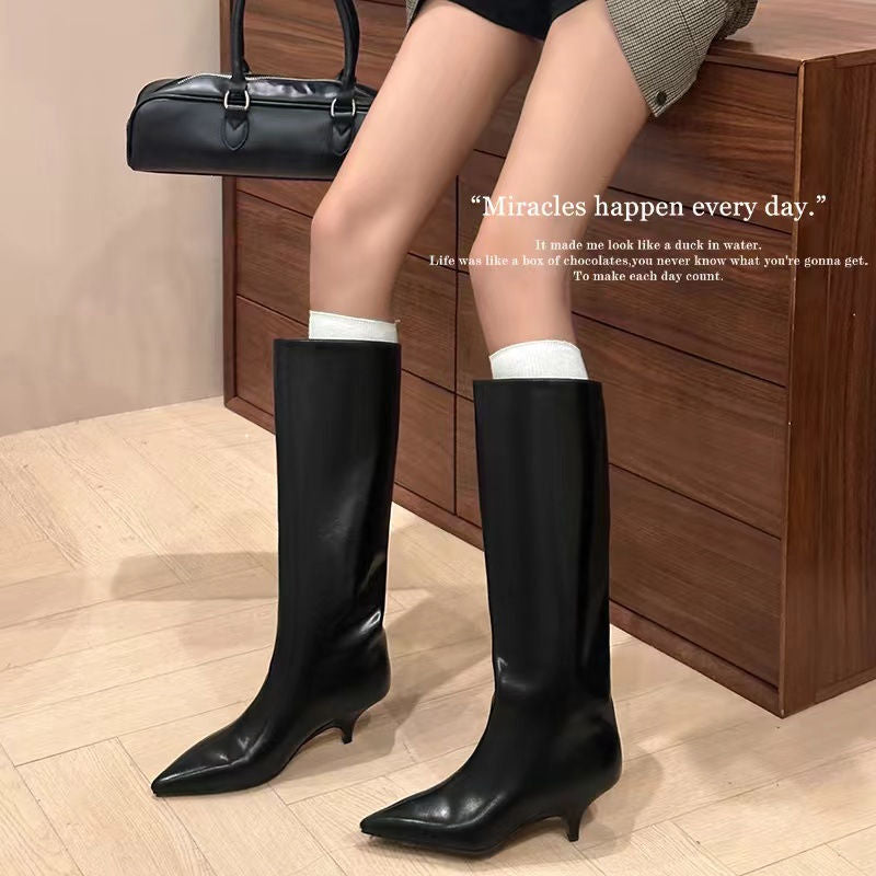 Karin Luna In Stock In Stock    Stunning Elegant Style Kitten Heel Straight Long Boots