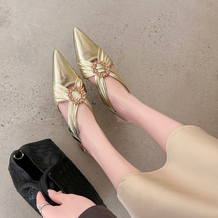 Karin Luna Bestseller Popular  Pointed Toe Irregular Heel Elegant Rhinestone Closed-Toe Sandals