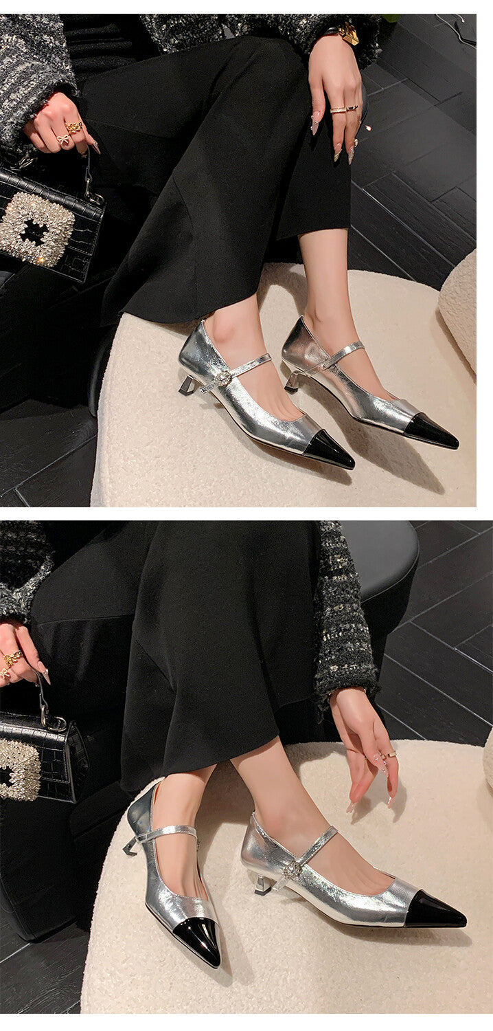 Karin Luna In Stock  Spot Goods In Stock  Classic Color Block Pointed Toe Hot-Selling Elegant Stiletto Pumps