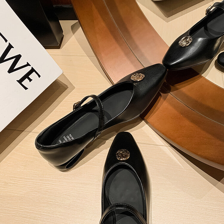 Karin Luna Camellia Story~In stock  Full Leather Shallow Mouth Single Shoes