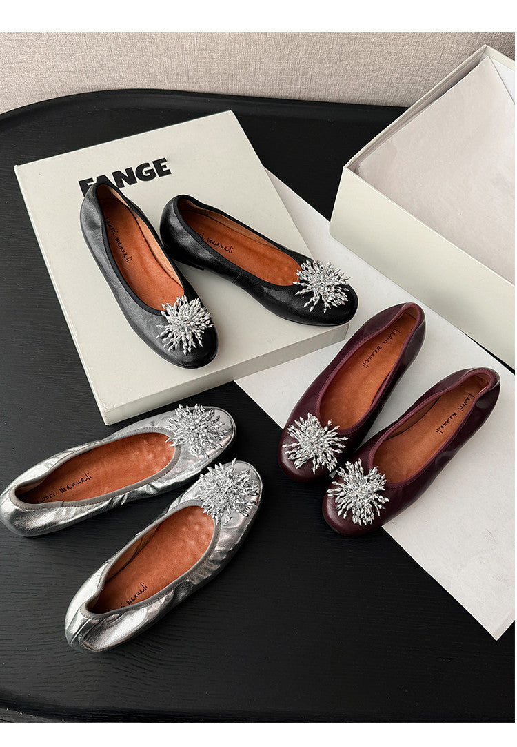 Karin Luna Full Leather Inside and Out~Gorgeous Fireworks Flat Granny Shoes