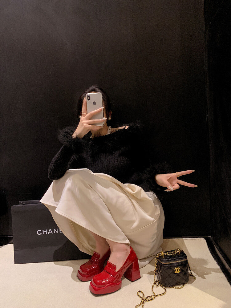 Karin Luna ck Popular Hot Girl Red high heels Full leather inside and out Cow Patent Leather Super High Heel