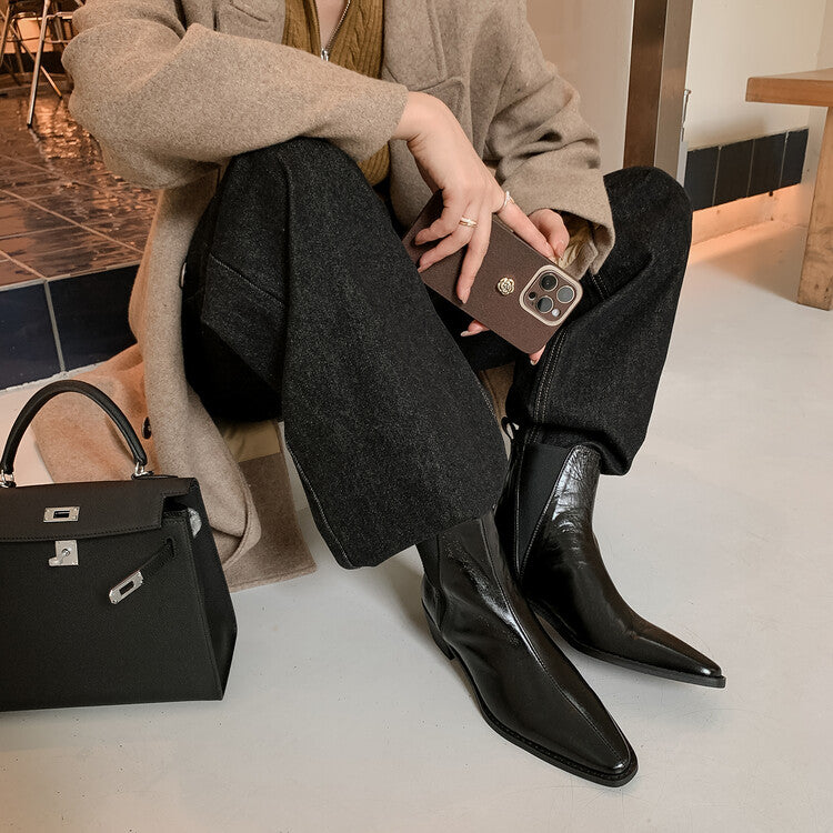 Karin Luna In Stock In stock   Classic first-layer cowhide Chelsea elastic ankle boots