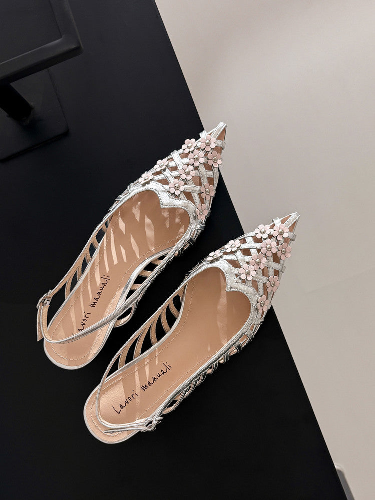 Karin Luna In Stock Spot Goods  Purely Handmade Flowers High-end Hollow Out Sandals