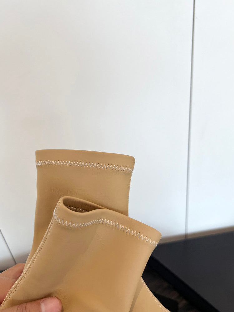 Karin Luna In Stock Spot Goods Round Toe Basic Stretch Slim Short Boots