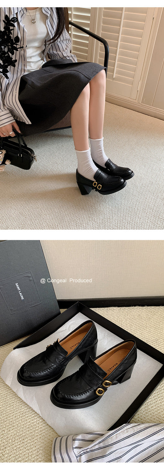 Karin Luna Bestseller Hot-Selling Derivative Edition Self-contained Strap Buckle Casual Loafers
