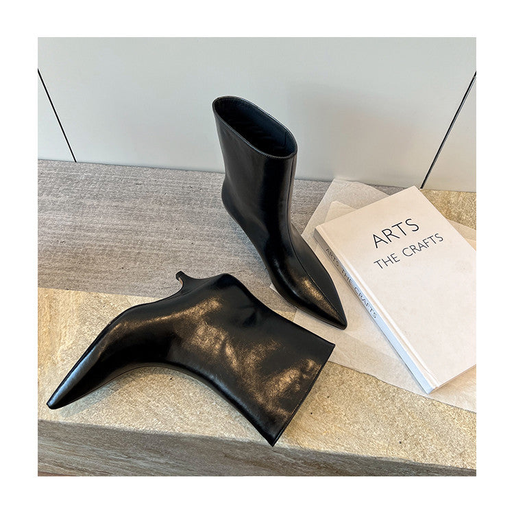 Karin Luna In Stock Spot Goods Minimalist Tube Kitten Heel Short Boots
