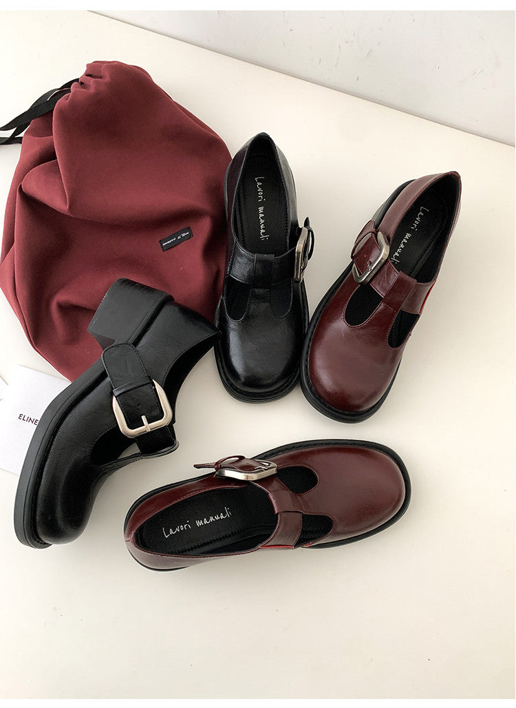 Karin Luna In Stock Spot Goods round Head t Round Toe British Style Single Shoes