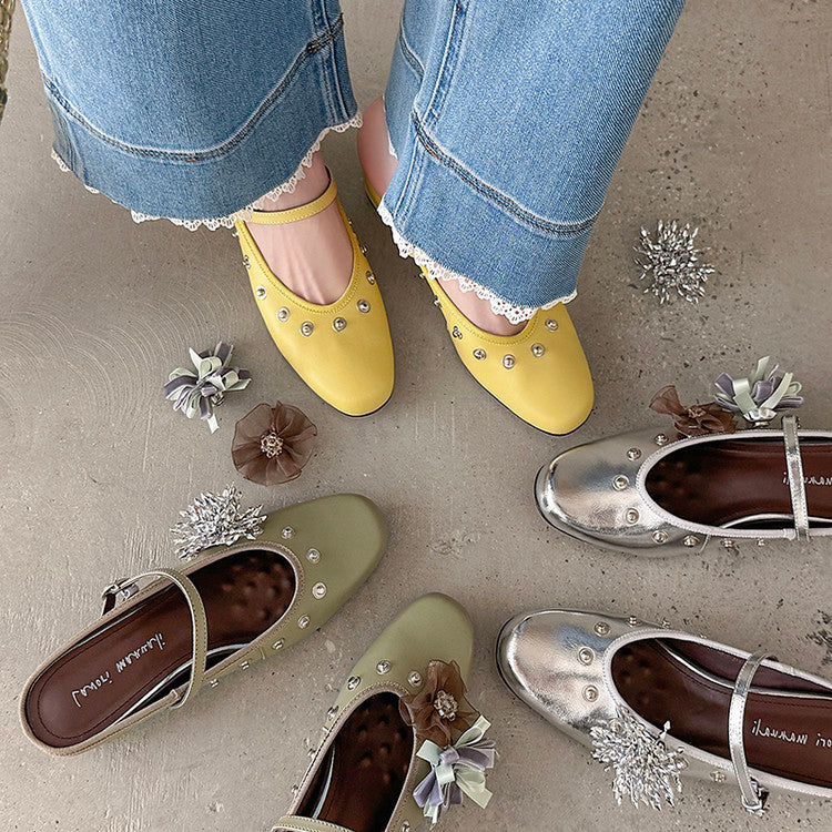 Karin Luna In Stock Spot Goods  Full-grain leather inside and out  Ultra Exquisite Round Toe Hidden Heel Closed-Toe Slippers