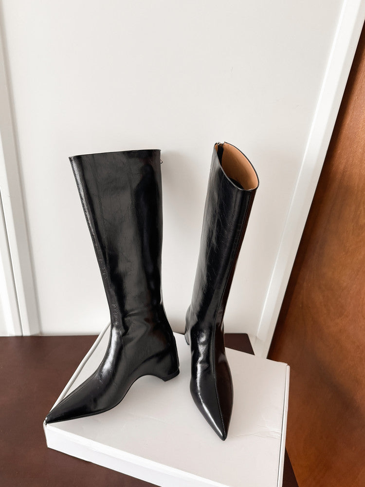 Karin Luna Elegant Style Pointed Toe Internal Height Increase Long Boots