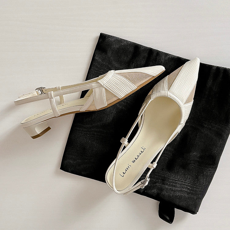 Karin Luna In Stock Spot Goods  Mesh Patchwork Pointed Toe Elegant Closed-Toe Sandals