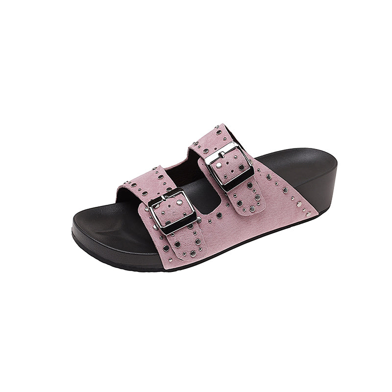 Karin Luna In Stock Spot Goods Casual Thick-Soled Belt Buckle Slippers