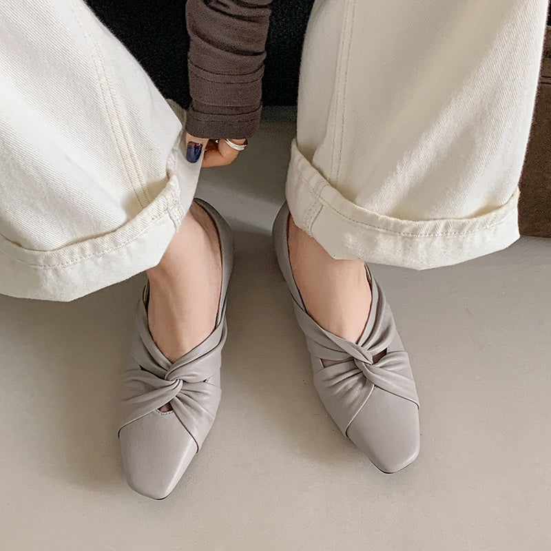 Karin Luna Cross Design Square Toe Hidden Wedge Shoes