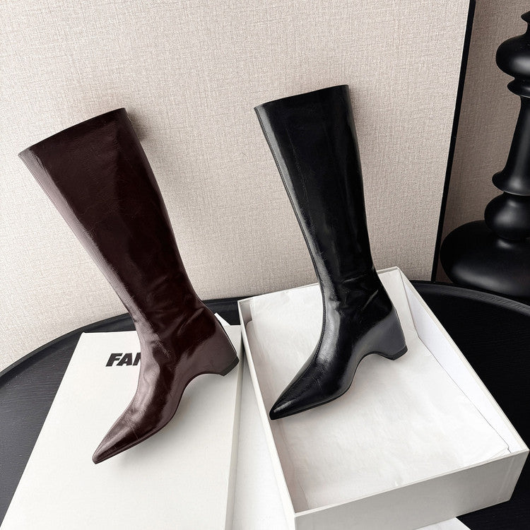 Karin Luna Elegant Style Pointed Toe Internal Height Increase Long Boots