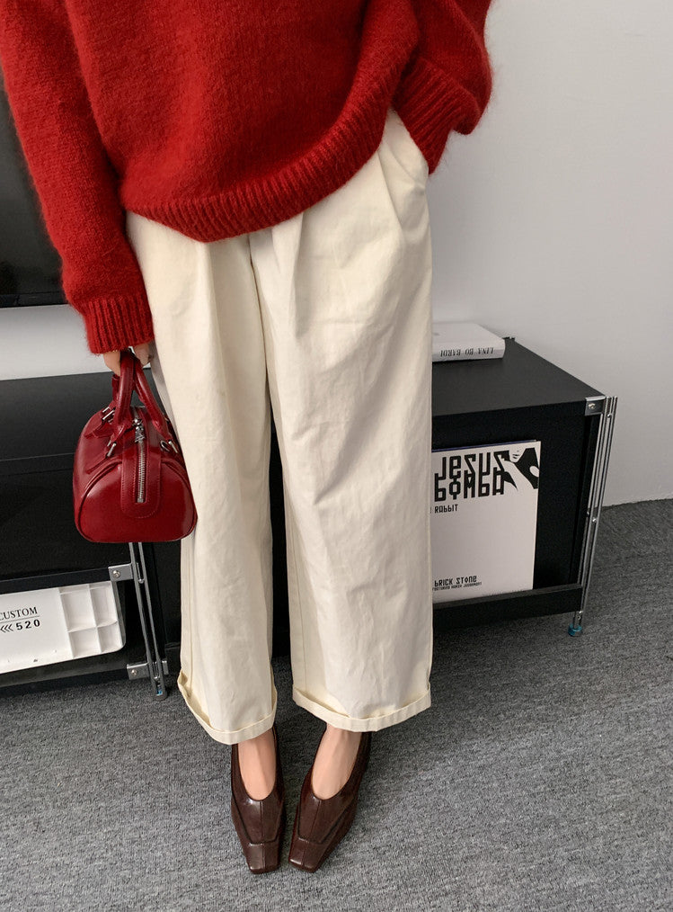 Karin Luna In Stock Spot Goods  Retro Full Leather Square Toe Shallow Mouth Single Shoes