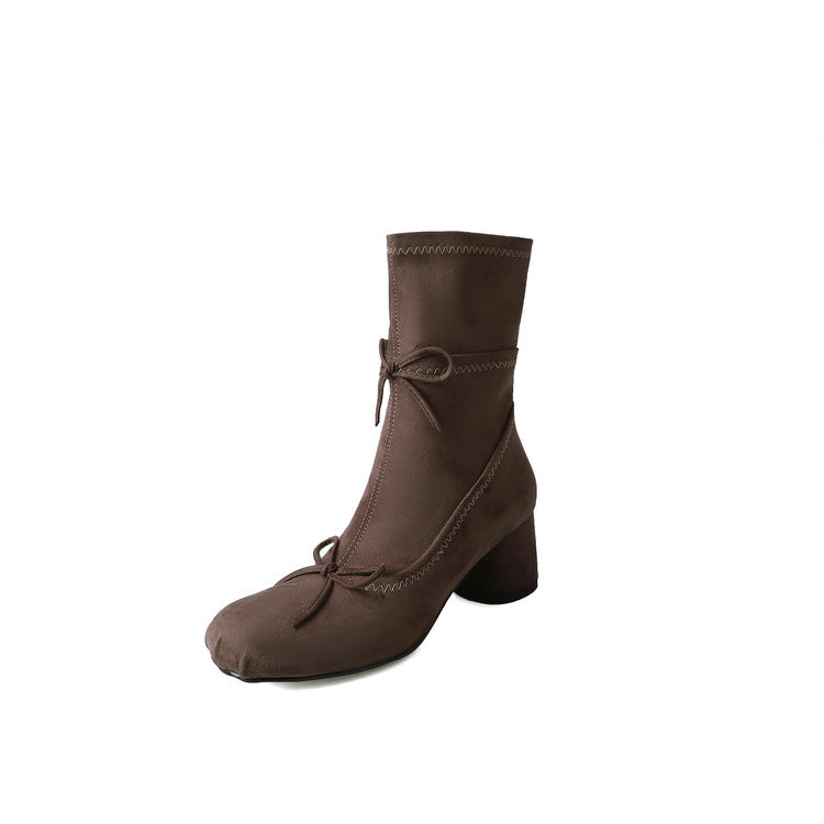 Karin Luna In Stock Spot Goods Hot-Selling Sweet Standard Bow Round-Toe Slim Short Boots