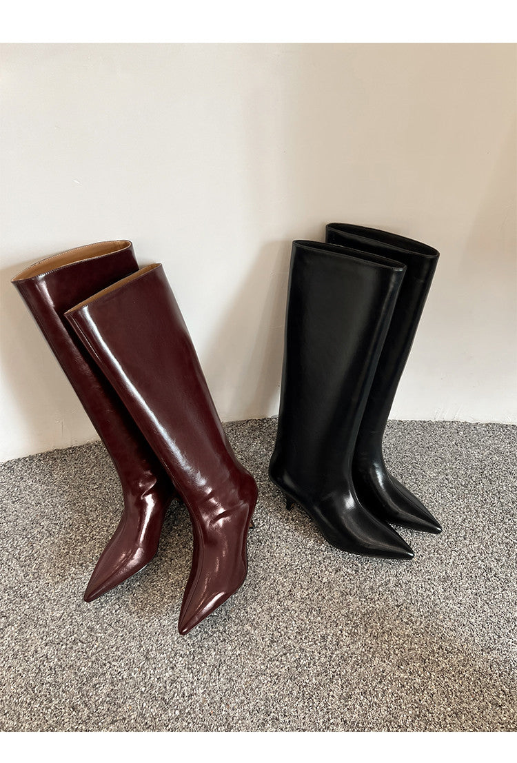 Karin Luna In Stock In Stock    Stunning Elegant Style Kitten Heel Straight Long Boots