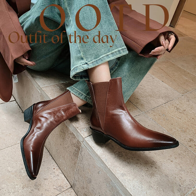 Karin Luna In Stock In stock   Classic first-layer cowhide Chelsea elastic ankle boots