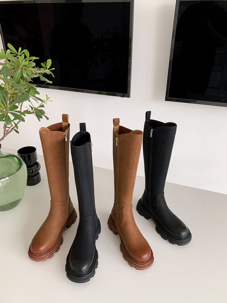 Karin Luna In Stock Versatile Irregular Stretch Fabric Long Boots