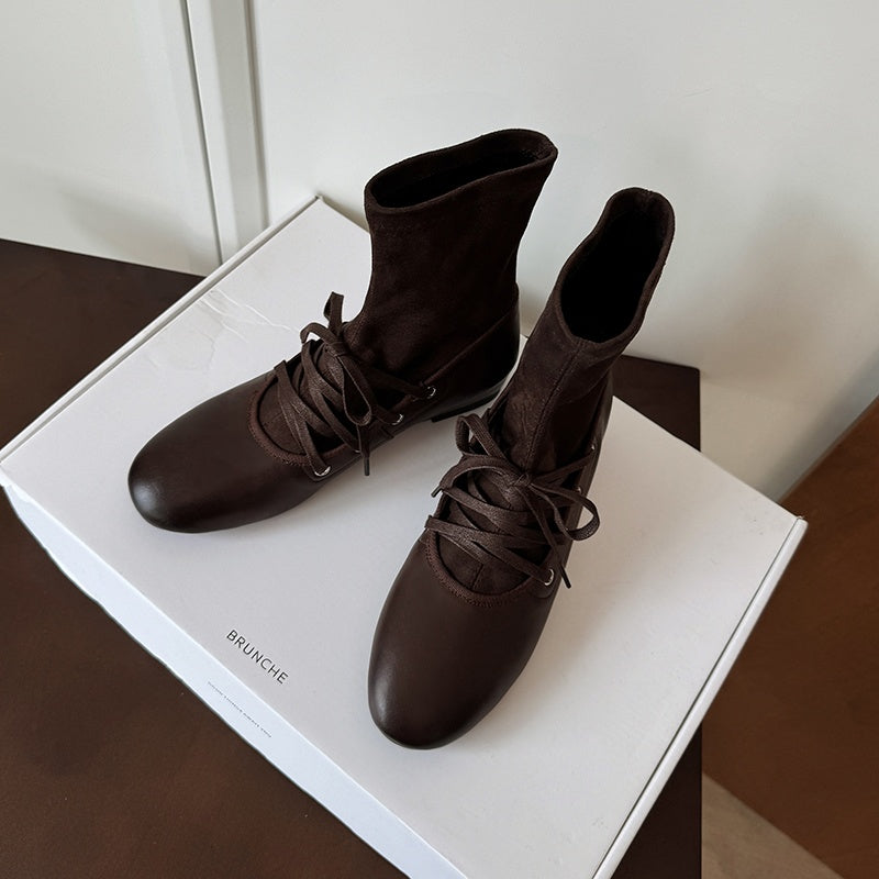 Karin Luna Round Toe Internal Height Increase Lace-up Ankle Boots