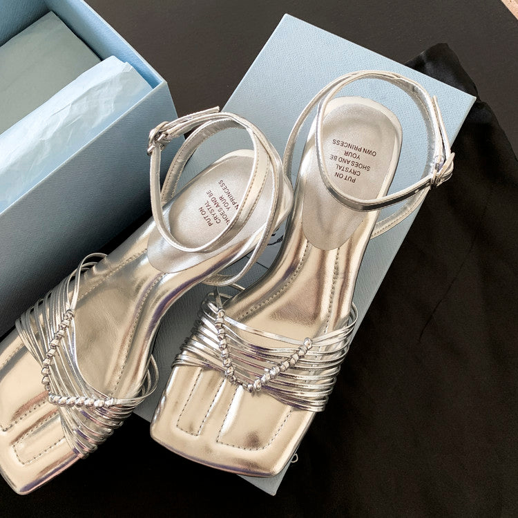Karin Luna Data Hot Item  Comes with data plan included Hand-woven Square Toe Sofa Insoles Irregular Heel Sandals