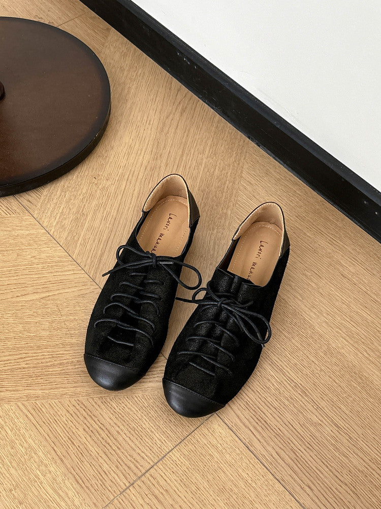 Karin Luna In Stock In Stock   Xiaohongshu Hot-Selling Lace-Up Round-Toe Deep Mouth Single Shoes