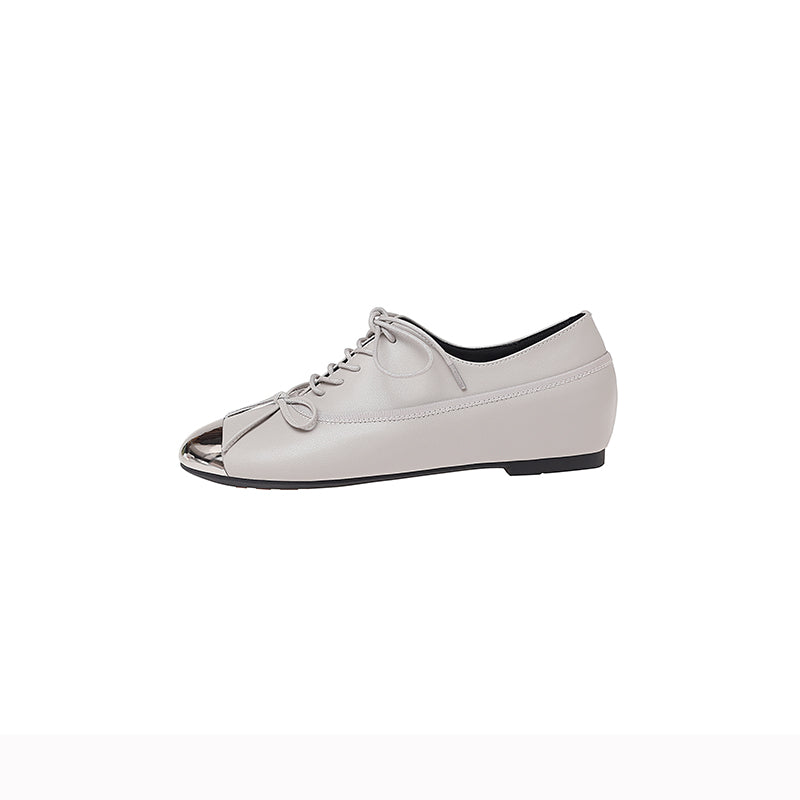 Karin Luna In Stock Spot Goods  Casual Lace-Up Metal Toe Bow Deep Mouth Single Shoes