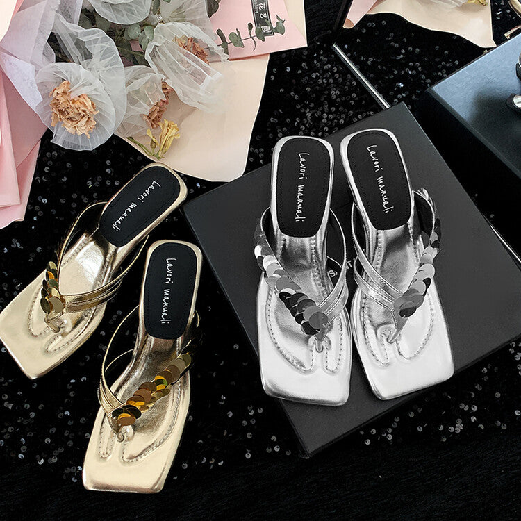 Karin Luna Exquisite Daughter~t Footrest with Rhinestones for a Sofa-like Feel  Sequin Flip-Flops
