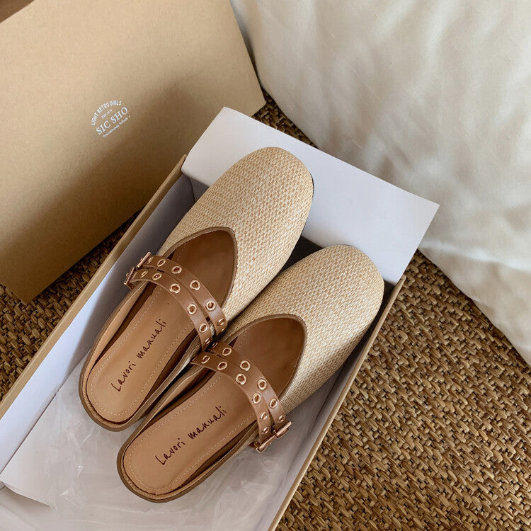 Karin Luna  Closed-Toe Woven Style Height-Increasing Slippers