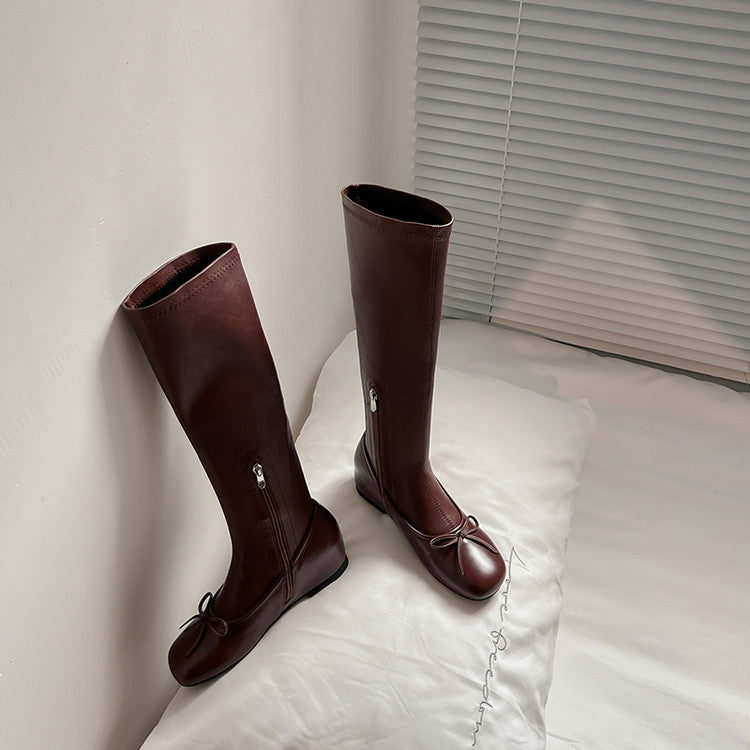 Karin Luna In Stock Spot Goods  Butterfly Knot Round Toe Hidden Heel Boots