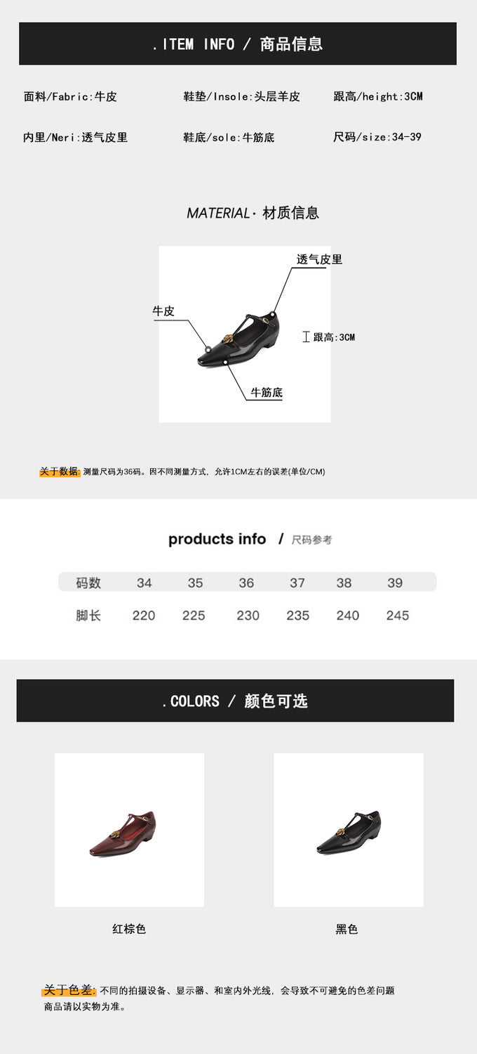 Karin Luna In Stock Spot Goods    Retro Classic Metal Camellia Irregular Heel Single Shoes