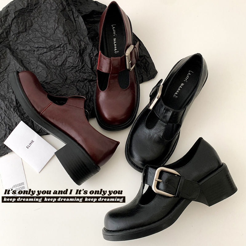 Karin Luna In Stock Spot Goods round Head t Round Toe British Style Single Shoes
