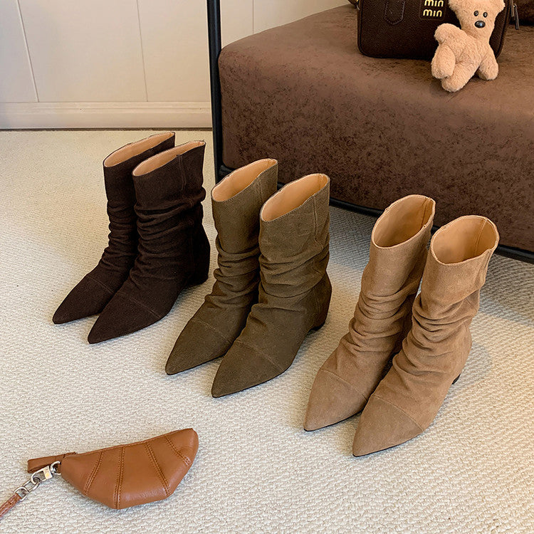 Karin Luna Data Hot Item Pointed Toe Slouchy Matte Western Ankle Boots