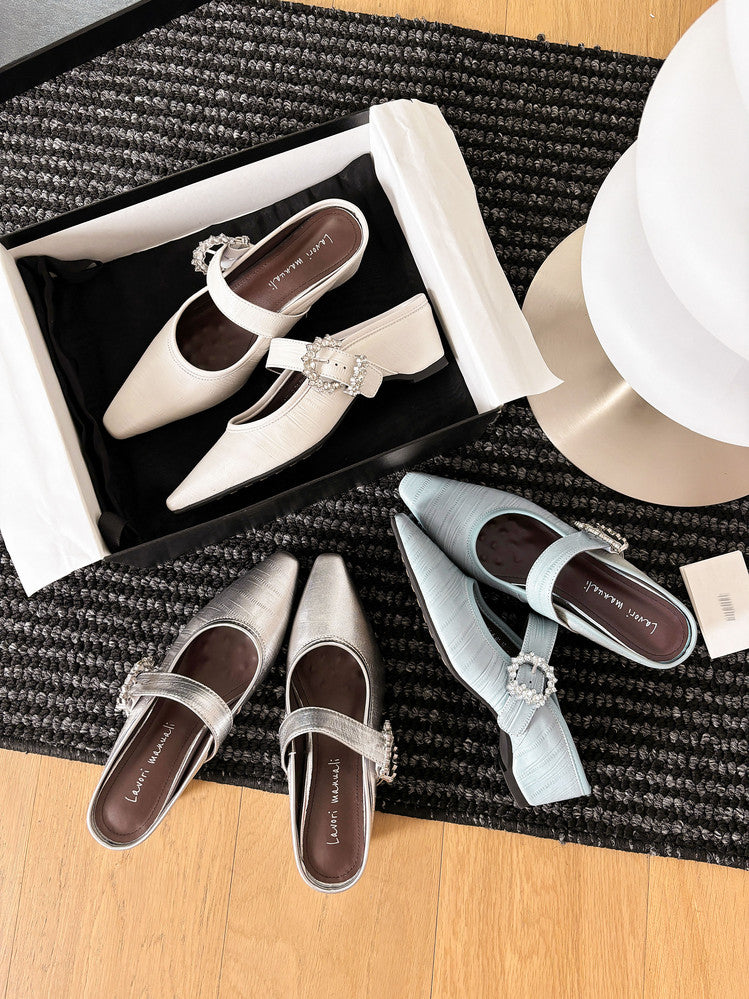 Karin Luna In Stock Spot Goods Full Layer Rhinestone Exquisite Closed-Toe Slippers