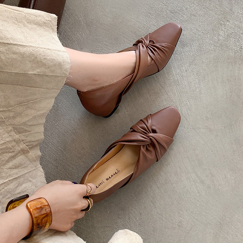 Karin Luna Cross Design Square Toe Hidden Wedge Shoes