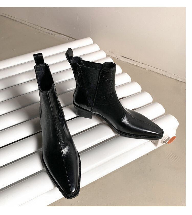 Karin Luna In Stock In stock   Classic first-layer cowhide Chelsea elastic ankle boots