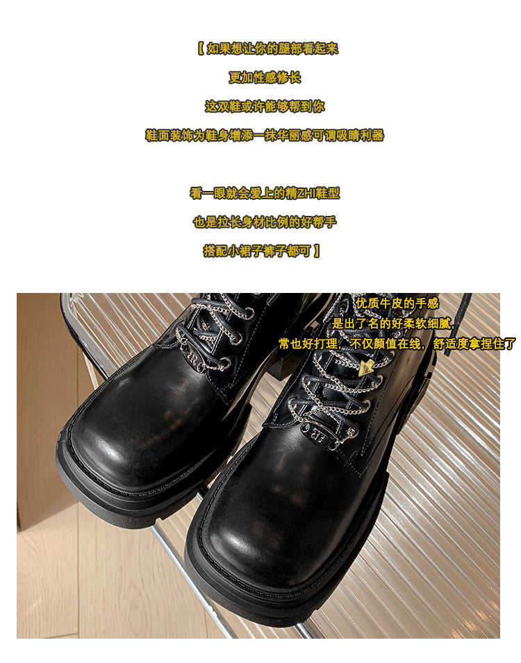 Karin Luna In Stock Spot Goods Lace-up casual metal decorative thick-soled Martin boots