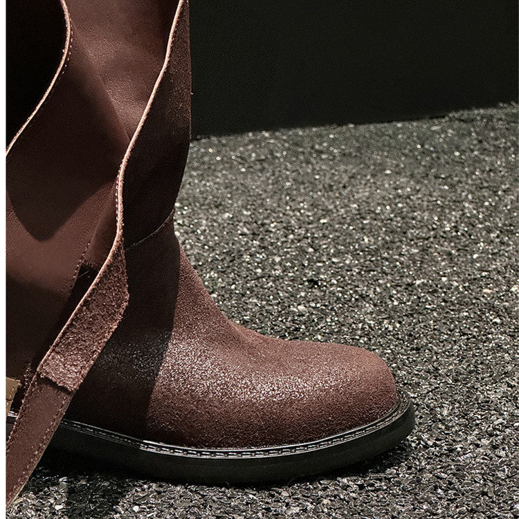 Karin Luna In Stock Spot Goods  Super textured Lazy Style Thick-Soled Ankle Boots