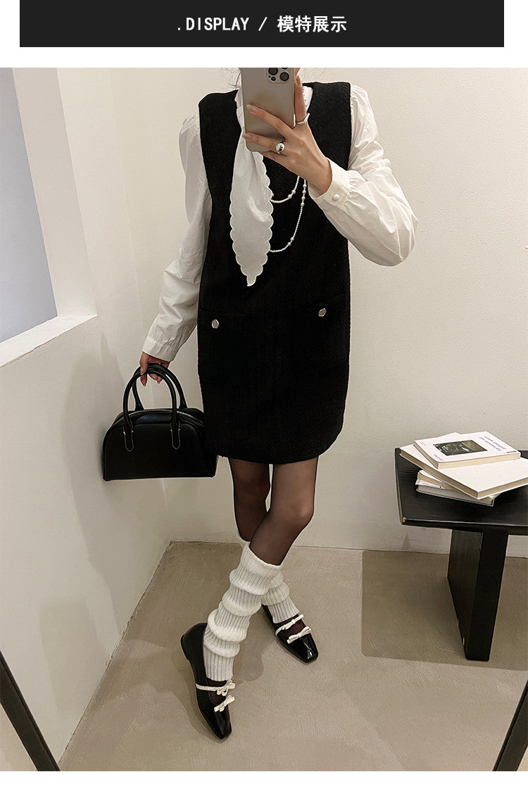 Karin Luna In Stock Spot Goods  Hot-Selling Element Bowknot Square-Toe Color-Block Height-Increasing Flats