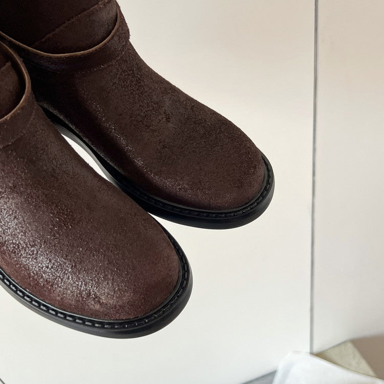 Karin Luna In Stock Spot Goods  Super textured Lazy Style Thick-Soled Ankle Boots