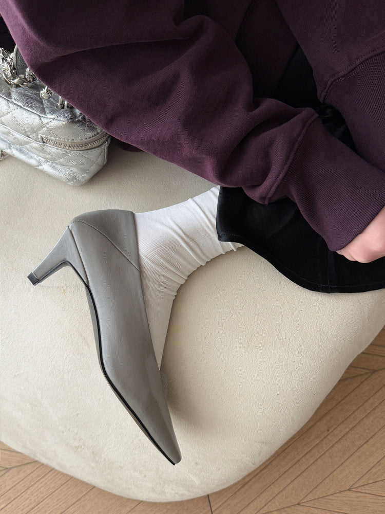 Karin Luna In Stock In Stock ~Basic Versatile French Style Small Square Toe Shallow Mouth Single Shoes
