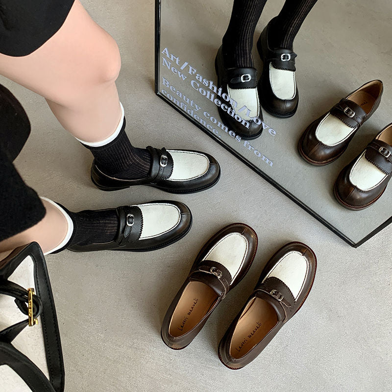 Karin Luna Casual Shoes Series~  In stock Classic color-blocking British style deep-mouth single shoes