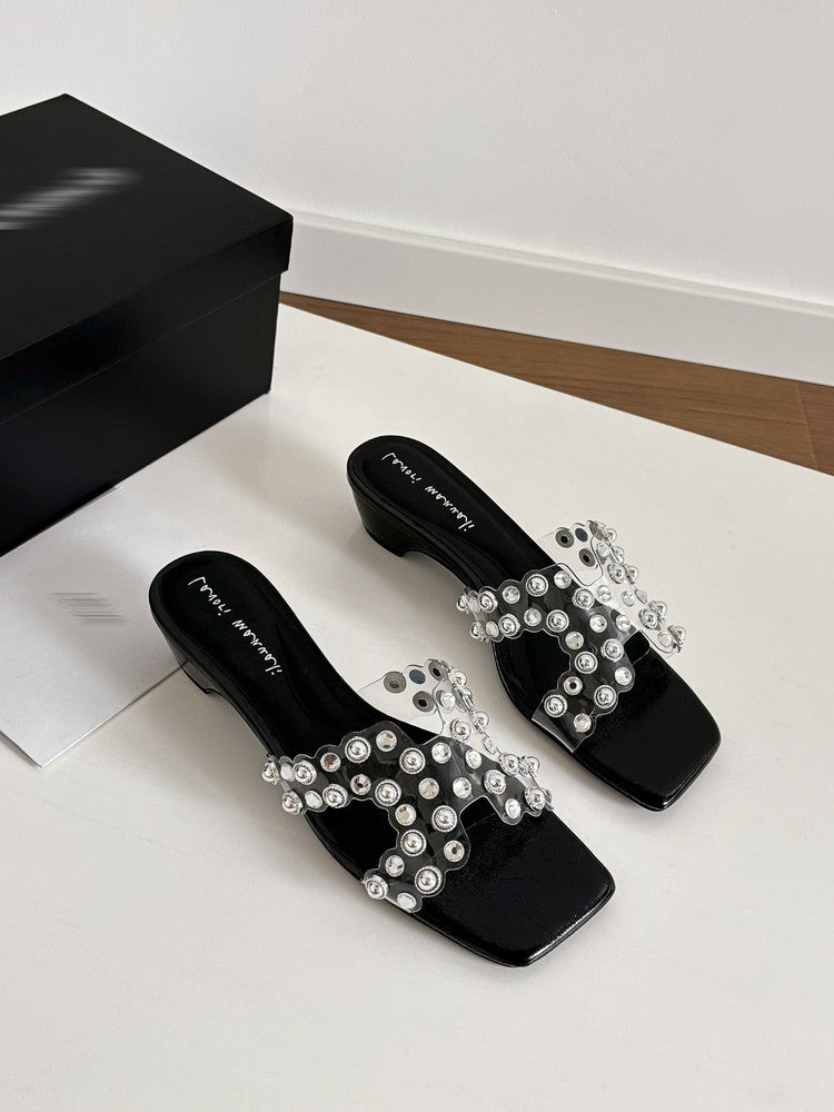 Karin Luna In Stock Spot Goods Classic versatile transparent sequin slippers