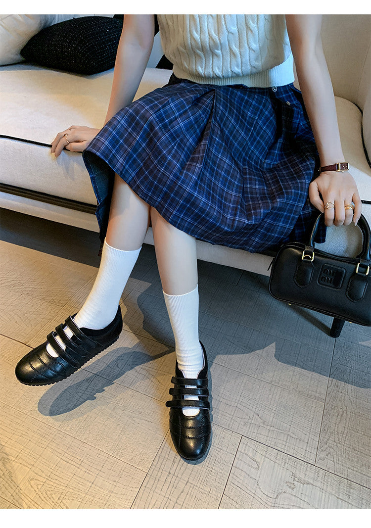Karin Luna Casual Shoes Series~  In Stock In Stock Magic Tape Round Toe Internal Height Increase Single Strap Flats