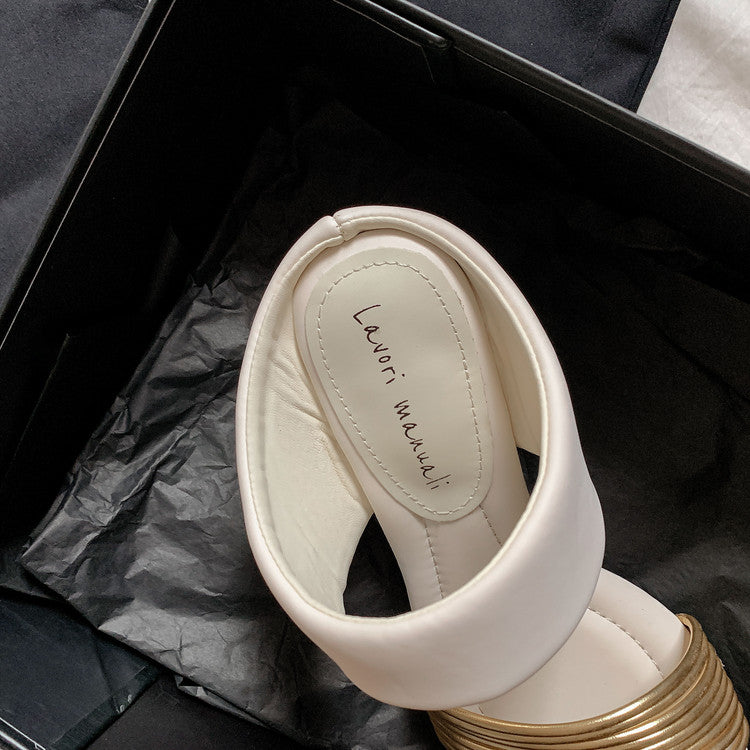 Karin Luna In Stock In Stock Minimalist Style Square-Toed Elegant Slippers